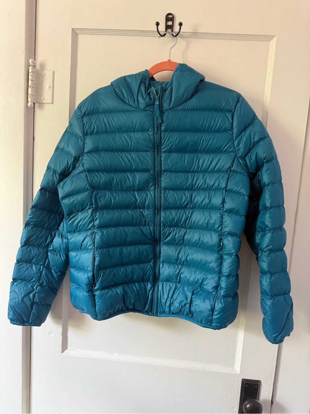 Women's Teal Hooded Packable Puffer Jacket